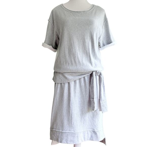 SOUTHCOTT Short Sleeve Sweatshirt Dress Mixed Media Gray Casual Loungewear L - Picture 1 of 13